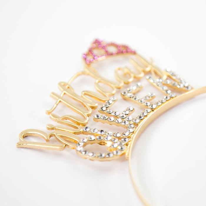 Haarreifen Birthday Queen mit Diamanten + Krone Haarreif Geburtstag Mädchen Damen gold pink Metall