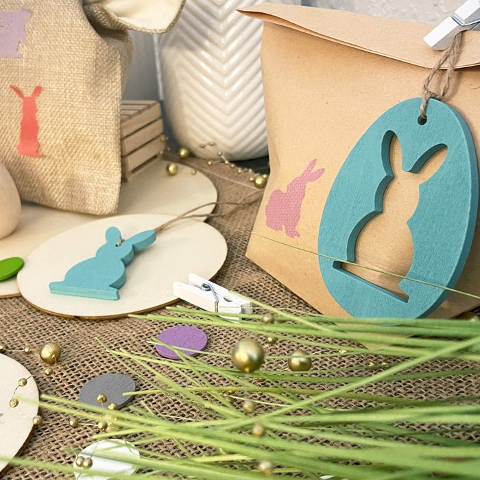 3 Osterhasen Jute Beutel mit Ohren zum Knoten Osterhasen Tasche Ostern Jutesäckchen Stoffbeutel Osterdeko