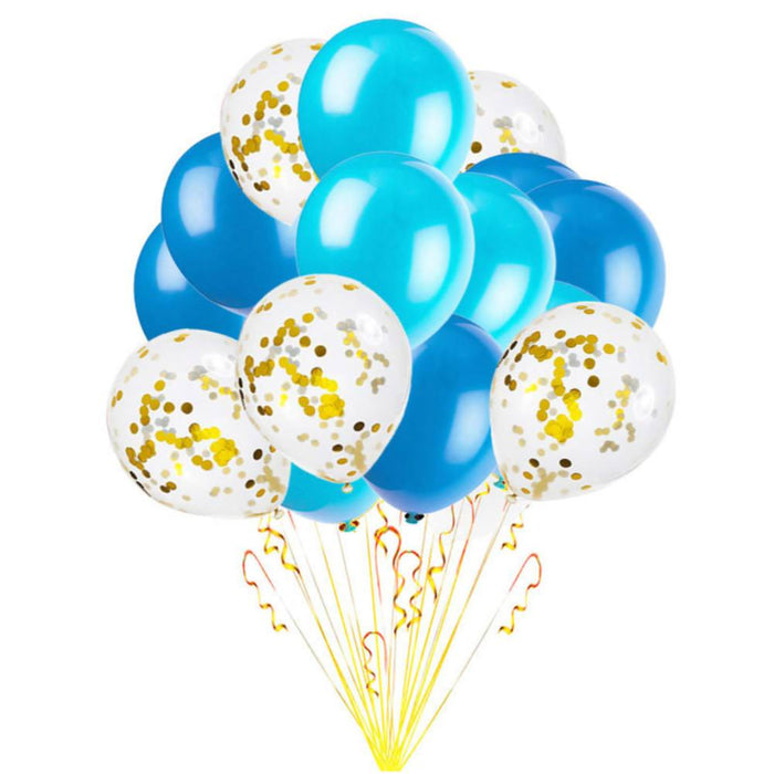 Konfetti Luftballon Set 15 Stk Geburtstag Feier Hochzeit JGA blau weiß