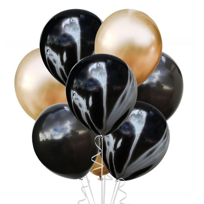 Luftballon Set 8 Stk. Geburtstag Party Jubiläum Hochzeit JGA Ballons schwarz gold