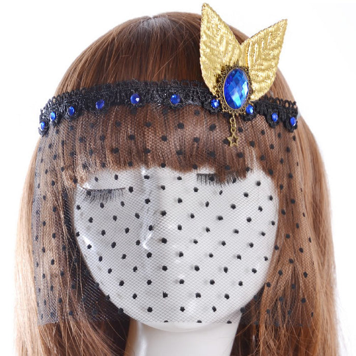 Gothic Collier Augen Maske Haarband Haarschmuck Fascinator - gold