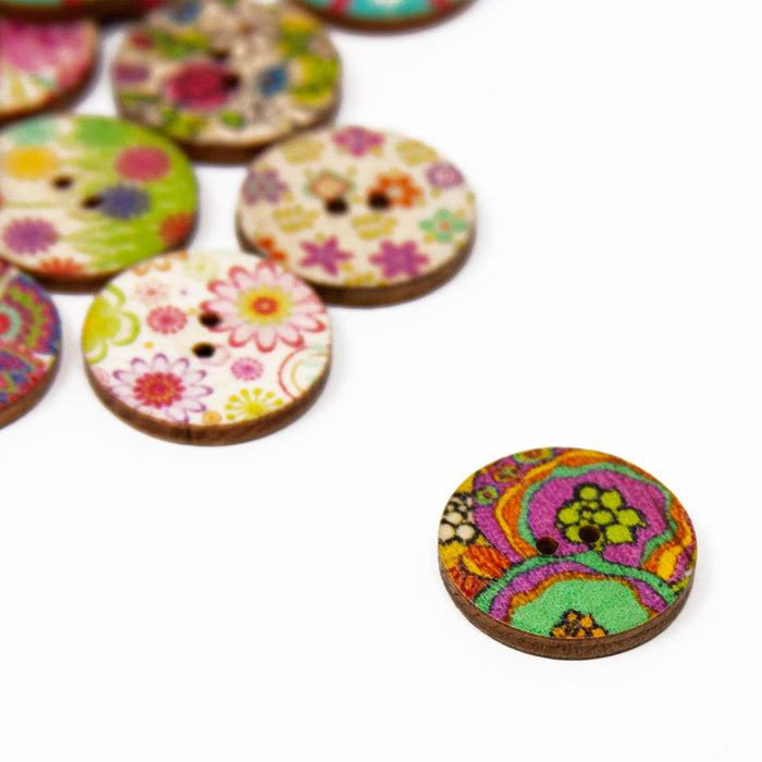 100x Holz Knöpfe Blumen Kinderknöpfe Buttons Nähen Kleidung Basteln