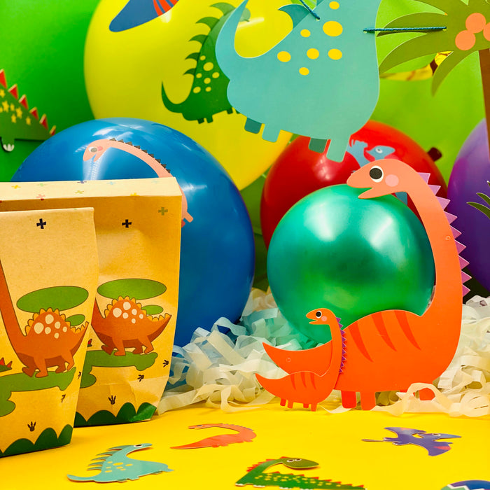 Dino Deko Set Kinder Geburtstag Jungs - Dinosaurier Ballons + Girlande + Geschenktüten + Konfetti