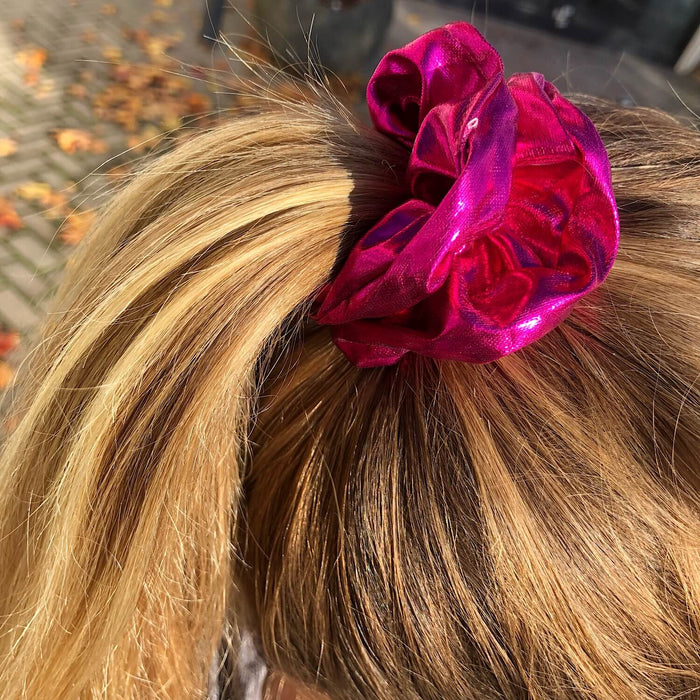 Scrunchie Haargummi Zopfgummi Haarband für Mädchen Damen 80er Jahre 80s Motto Kostüm Party - pink