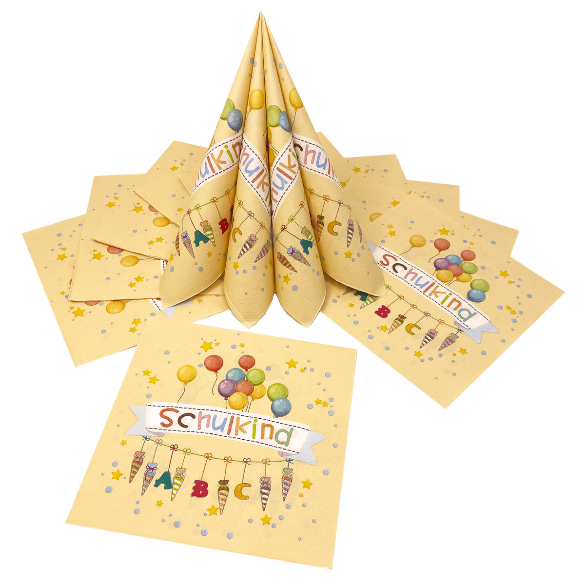 20 Servietten Schulanfang/Einschulung – 33 X 33 Cm, 3-lagig, Mit Süßem Nilpferd-Motiv