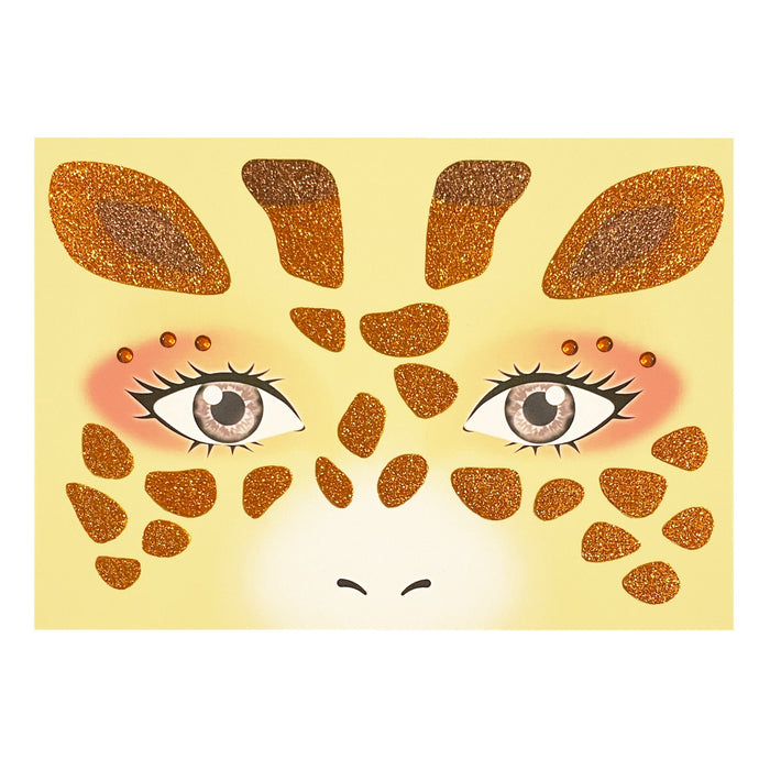Giraffe Gesicht Sticker Set Tiergesicht Aufkleber für Fasching Karneval Geburtstag Kinder Motto Party