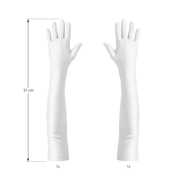 Damen Handschuhe Lang weiß Handschuh für Hochzeit Fasching Karneval Motto Party Kostüm Accessoire für Halloween