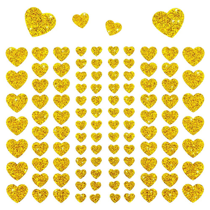 106 Herz Sticker Aufkleber Set mit Glitzer Scrapbooking - gold