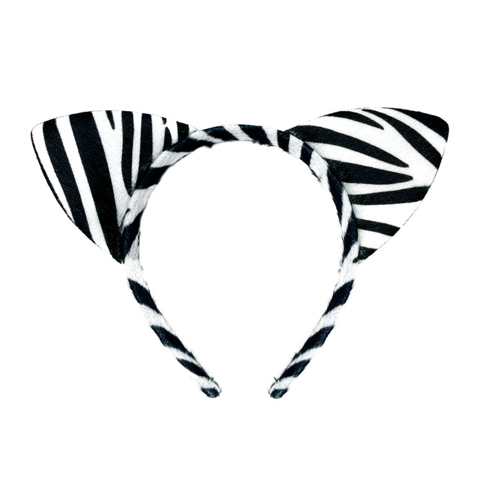 Haarreif Zebra Ohren Haarreifen für Fasching Karneval Motto Party Kostüm Accessoire - schwarz weiß