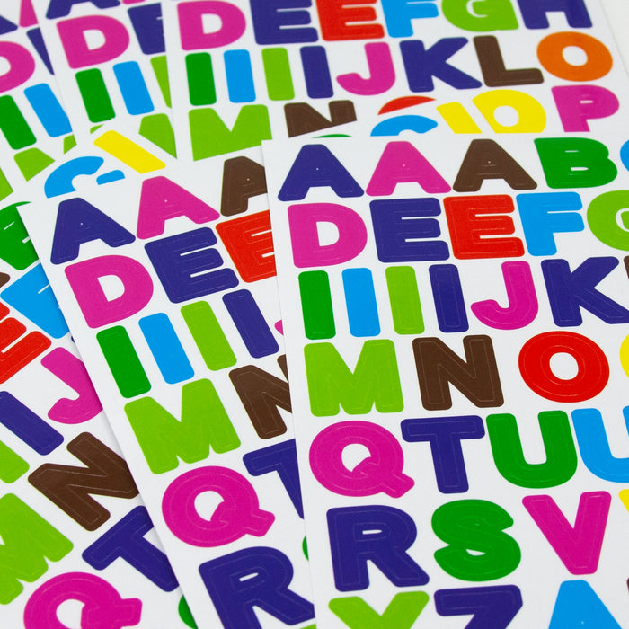 480x Buchstaben Sticker Alphabet ABC Aufkleber für Schuleinführung zum Basteln Scrapbooking - bunt