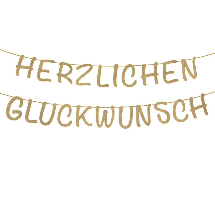 Herzlichen Glückwunsch Girlande gold Banner für für Geburtstag Kindergeburtstag Jubiläum Hochzeit Dekoration