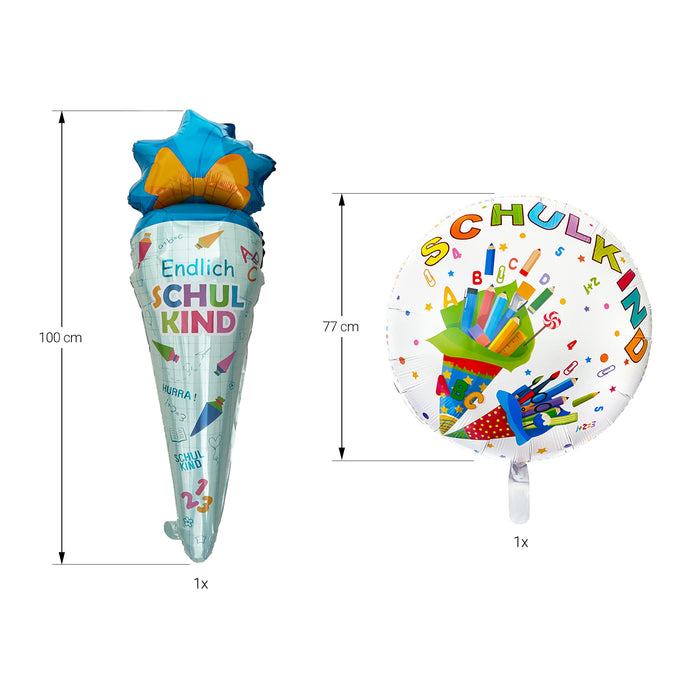 Schulkind + Zuckertüte Folien Luftballons für Schuleinführung Schulanfang Einschulung Dekoration Ballons