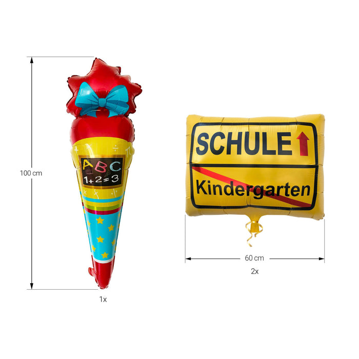 Schuleinführung Schulanfang Einschulung Deko Set - Folien Ballon Zuckertüte + 2x Kindergarten / Schule