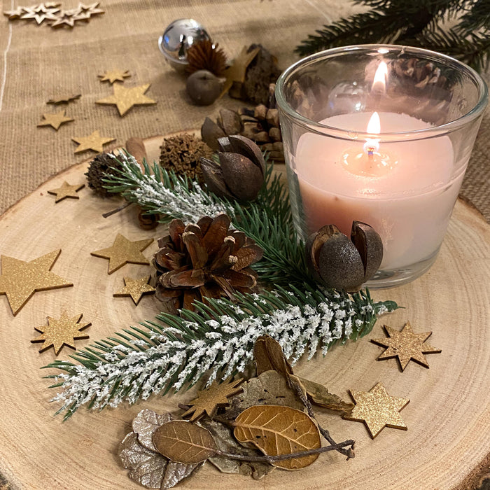 Holz Sterne Deko Set Holzdeko Weihnachtsdeko Tischdeko Streudeko für Weihnachten - gold