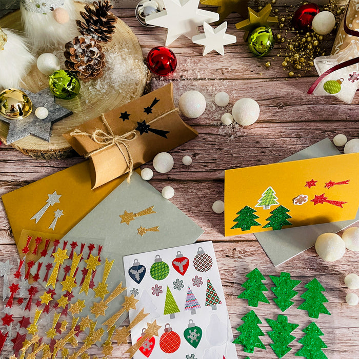 Weihnachts Sticker Kugel Baum Schneeflocke Aufkleber zum Verzieren Scrapbooking Basteln für Advent Weihnachten