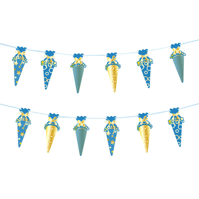 Schuleinführung Schulanfang Einschulung Deko Set - Schulkind Folienballon + 2 Girlanden + 2 Konfetti Sets