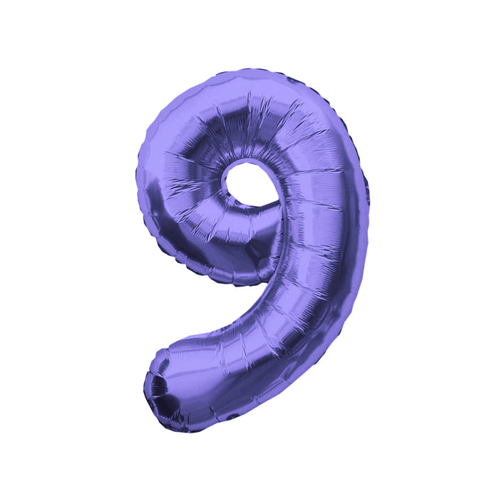 1x Folien Luftballon mit Zahl 9 für Geburtstag Jubiläum Party Deko Ballon - lila
