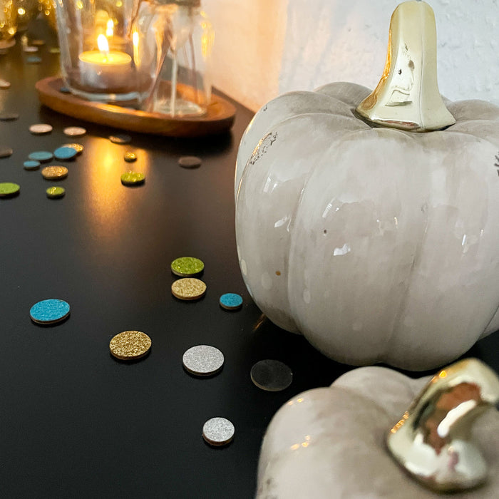 Holz Konfetti Rund Streudeko Tisch Deko für Silvester Weihnachten Geburtstag Fasching Motto Party - gold