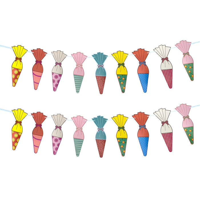 Schuleinführung Schulanfang Einschulung Deko Set - Schulkind Folienballon + 2 Girlanden + Zuckertüten Konfetti + 20 Luftballons