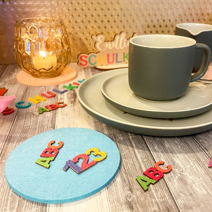 4 Filz Untersetzer Getränke Glas Untersetzer rund Ø 10cm als Tischdekoration - rosa