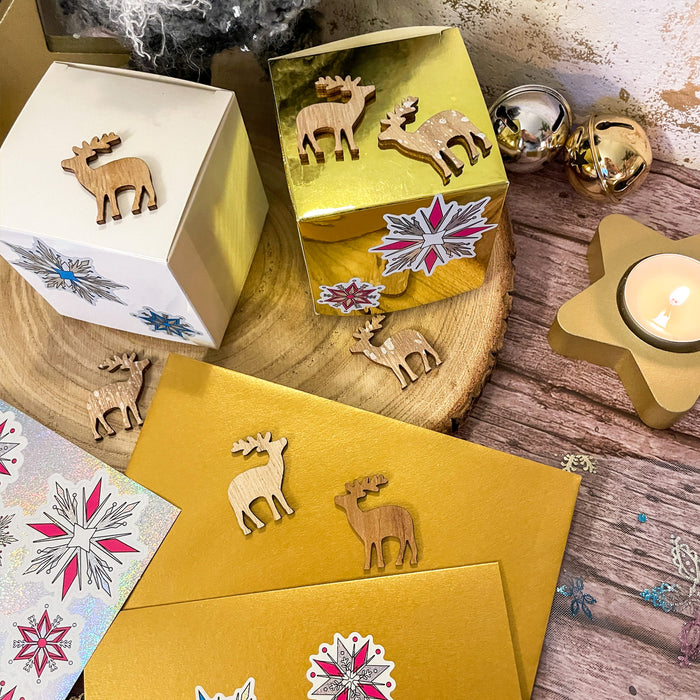 Holz Rentier Hirsch Konfetti 12 Stk. als Tisch Streu Deko für Weihnachten DIY Dekoration Basteln