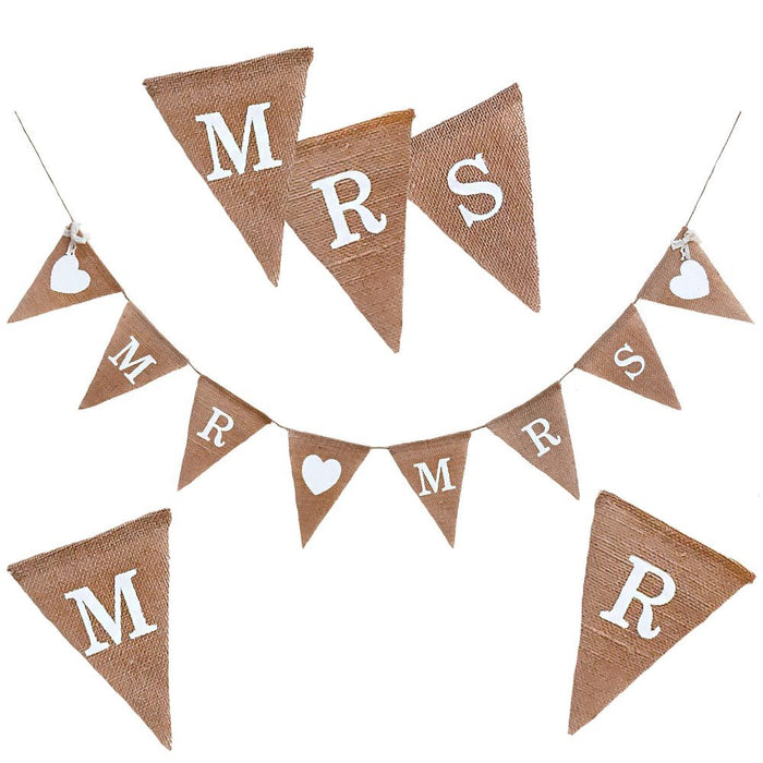 Mr & Mrs Hochzeit Girlande Banner - Jute