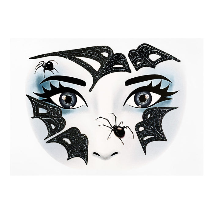 Spinnennetz Gesicht Sticker Set Tiergesicht Aufkleber für Fasching Karneval Halloween Kinder Motto Party