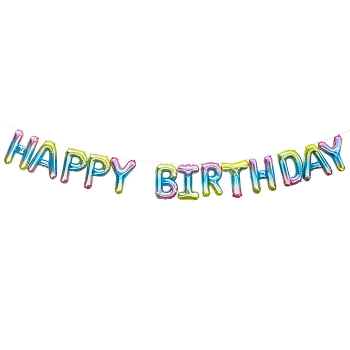 Happy Birthday Folienballon Girlande Regenbogenfarben Geburtstag Kindergeburtstag Party Deko