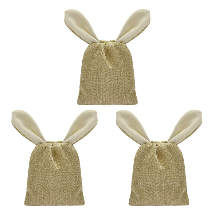 3 Osterhasen Jute Beutel mit Ohren zum Knoten Osterhasen Tasche Ostern Jutesäckchen Stoffbeutel Osterdeko