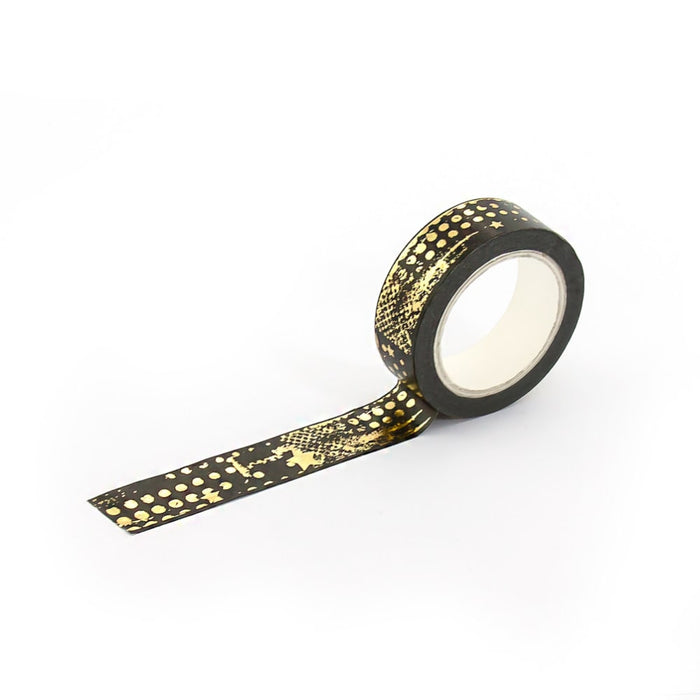 Washi Tape Dekobänder Scrapbooking selbstklebend - schwarz gold Retro