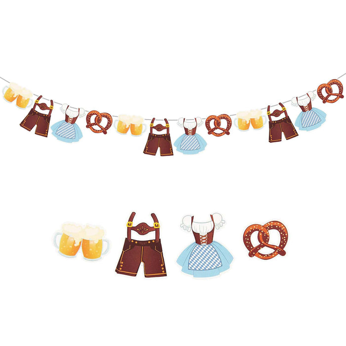 Oktoberfest Girlande Banner 2,5m Oktober Fest Feier Party Deko Dirndl Brezel Bier Lederhose