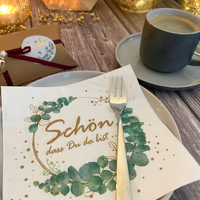 20 Servietten Schön dass du da bist Deko für Hochzeit Geburtstag Kommunion Taufe Konfirmation Tischdeko