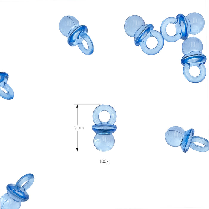 100 Mini Schnuller blau Tischdekoration Streudeko Taufe Geburt Dekoration Baby Shower