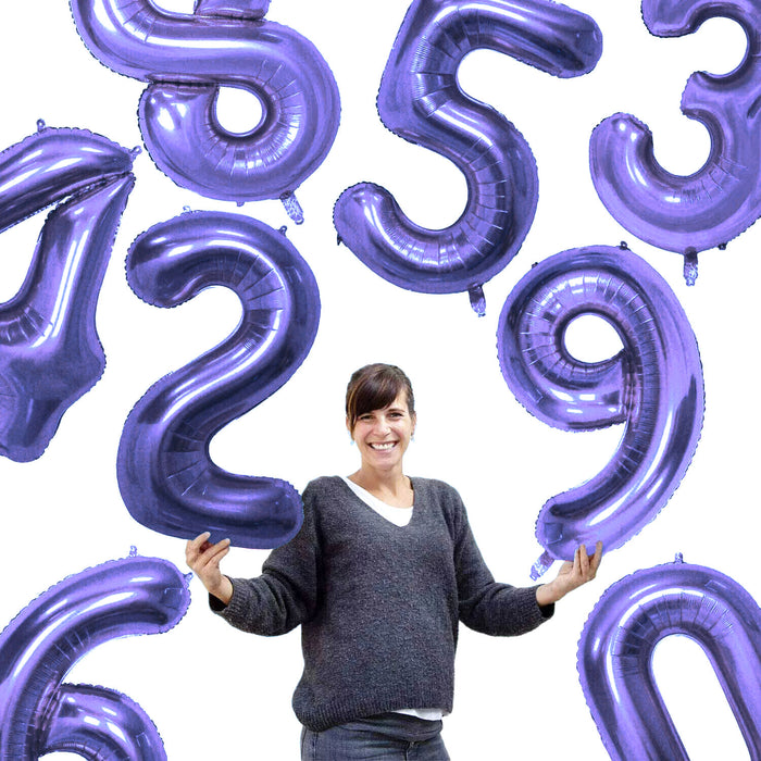 1x Folien Luftballon mit Zahl 9 für Geburtstag Jubiläum Party Deko Ballon - lila