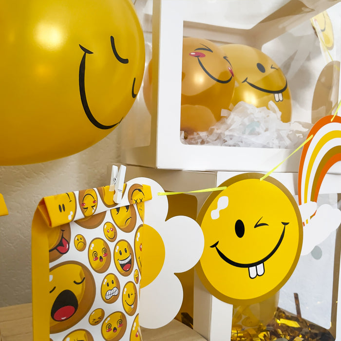 Smiley Luftballon Set 10 Stk. Ballons für Jungs und Mädchen Kinder Geburtstag Schuleinführung Schulanfang