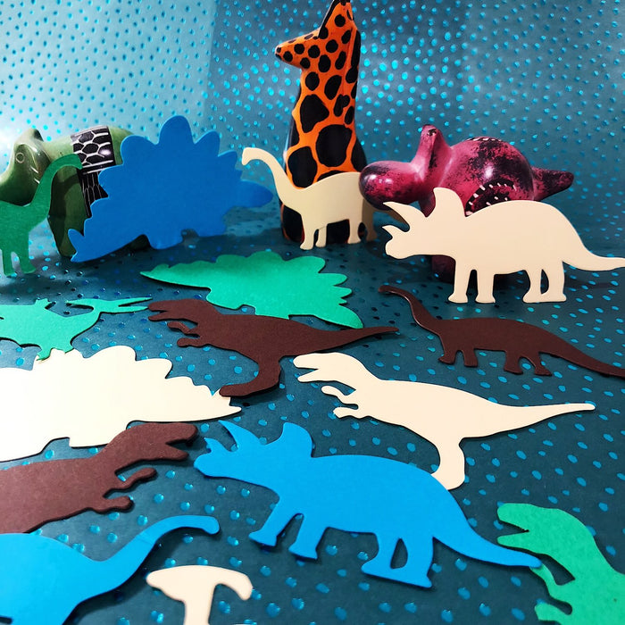 Dino Konfetti 24 Stk. bunt Kinder Geburtstag Dinosaurier Tisch Deko Streudeko