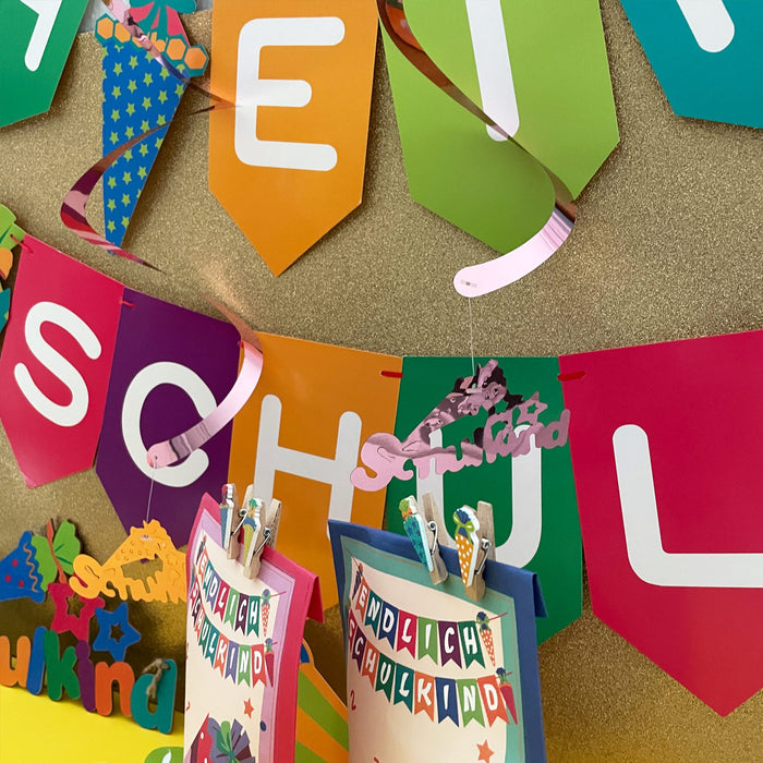 Endlich Schulkind Wimpel Girlande Hänge Deko Banner für Schuleinführung Einschulung Schule Jungs Mädchen