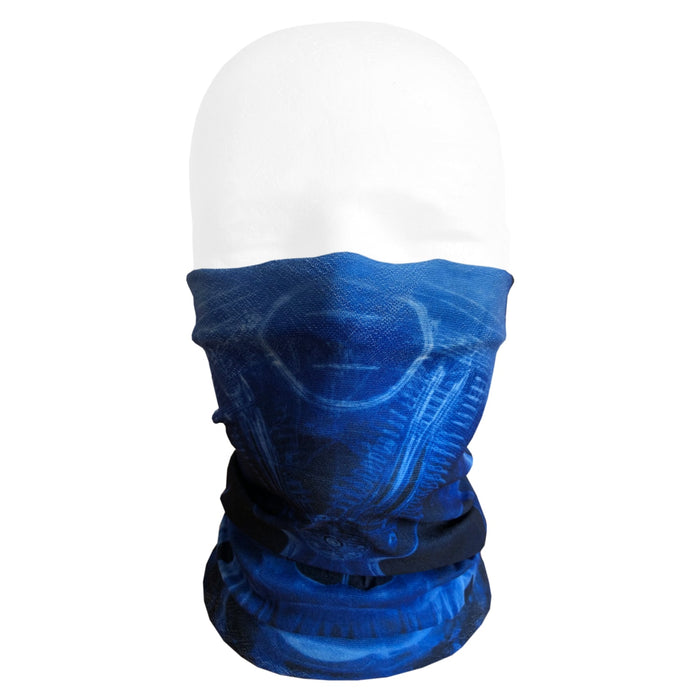 Multifunktionstuch Schlauchtuch Halstuch Loop Mundschutz Outdoor Motorrad - Blau mit Totenkopf