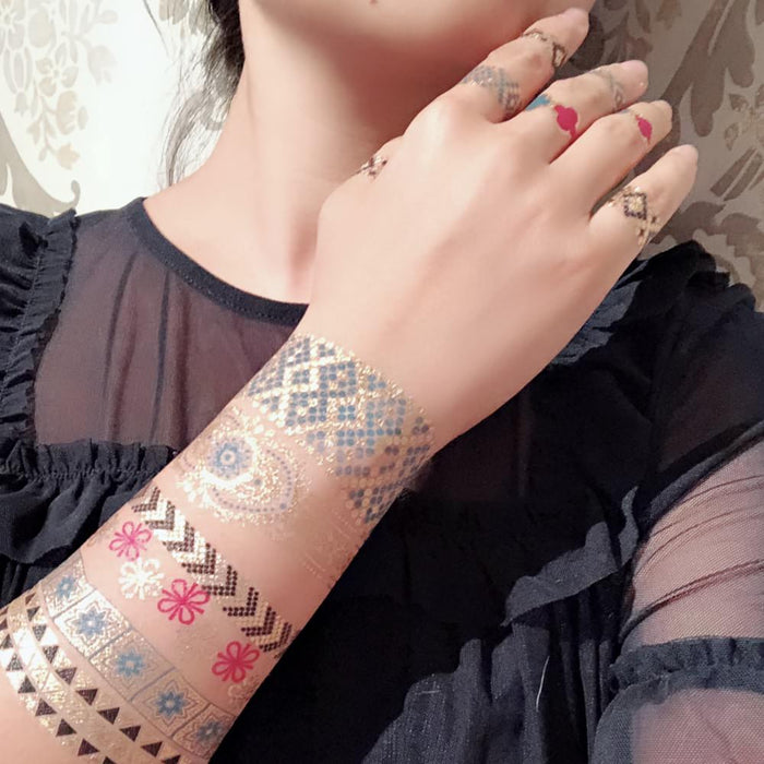 Temporäre Klebetattoos Schmuck Armband Tattoos Tättowierung gold