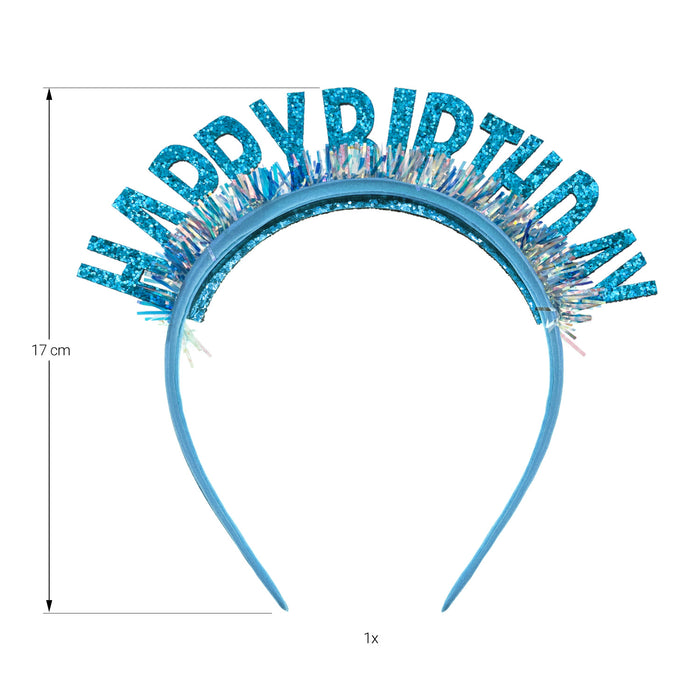 Haarreifen Happy Birthday irisierend Haarreif für Geburtstag Jubiläum Jungs Herren - blau