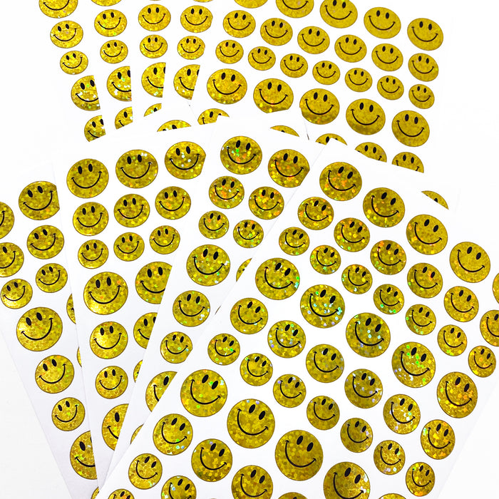 620 Smiley Sticker Glitzer Aufkleber Lächeln Emoji Face  - gelb