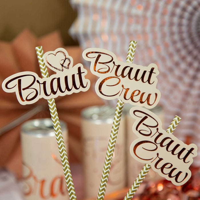 10 Stk. Braut + Braut Crew Konfetti JGA Hochzeit Streudeko Tisch Deko - roségold