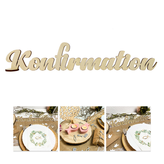 Schriftzug Konfirmation aus Holz als Tischdeko für Konfirmation Deko Dekoration Junge Mädchen - natur