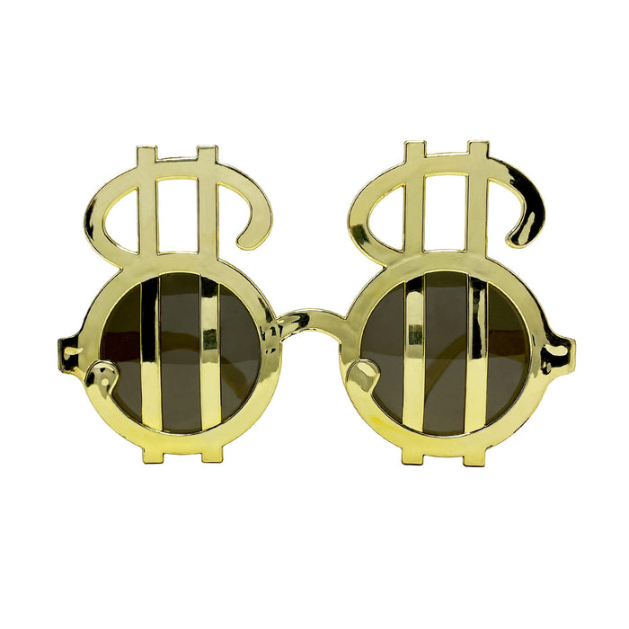 Dollar Zeichen Brille Partybrille Sonnenbrille für Motto Party Fasching Karneval Kostüm Accessoire - gold