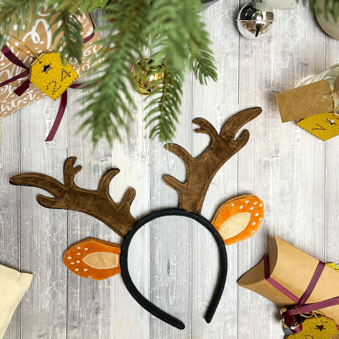 Haarreifen Rentier Hirsch Reh Geweih Ohren Haarreif in Braun Kopfschmuck Accessoire für Weihnachten