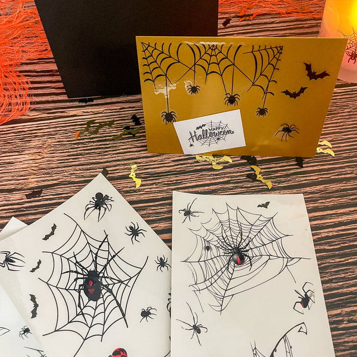 Sticker Set Spinnen mit Spinnennetz Aufkleber zum Verzieren Scrapbooking Basteln für Halloween Deko