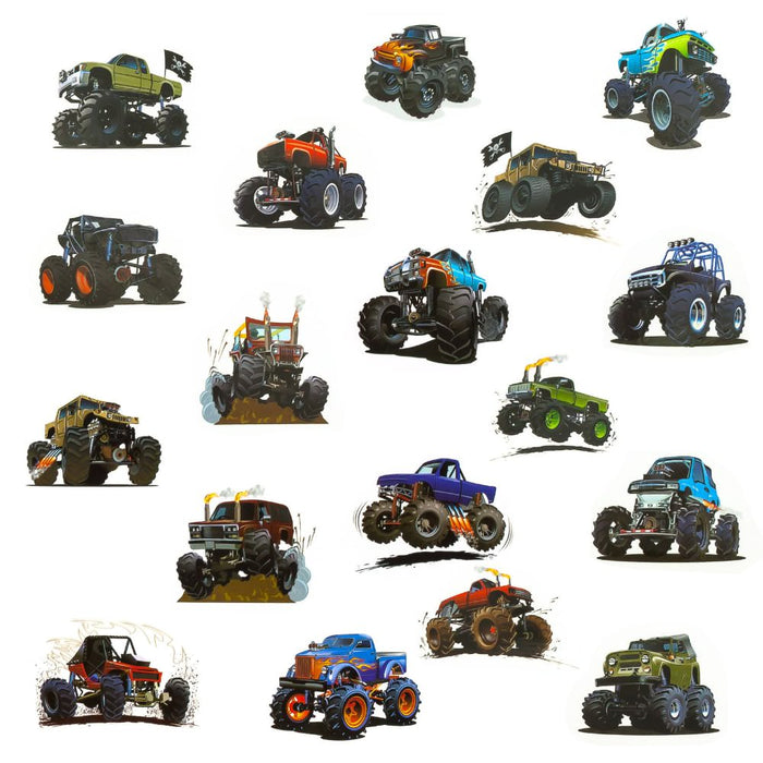 Temporäre Klebetattoos Kinder Tattoo Set 36 Stk - Monster Truck