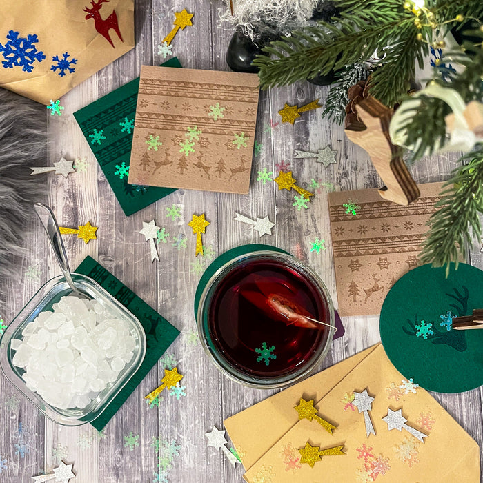 Holz Sternschnuppen Komet Set mit Glitzer als Konfetti Tisch Deko für Weihnachten DIY Basteln - gold