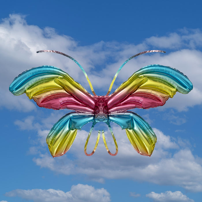 Folien Luftballon Schmetterling Flügel XXL Ballon zum Umbinden für Kinder Geburtstag Fasching Karneval - bunt