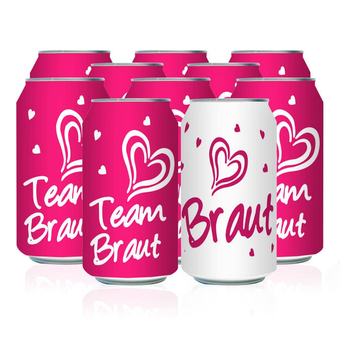 Braut + Team Braut Dosen Flaschen Sticker 10 Stk JGA Etiketten Aufkleber